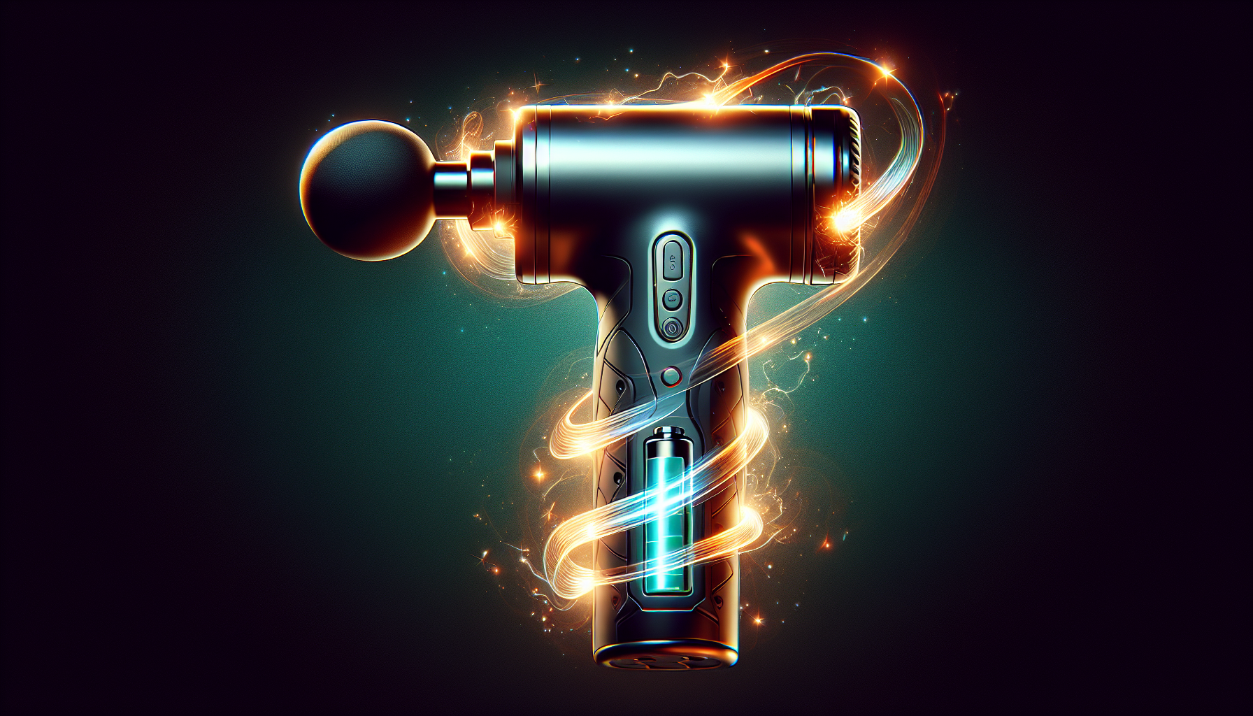 Illustration of a mini massage gun with long battery life