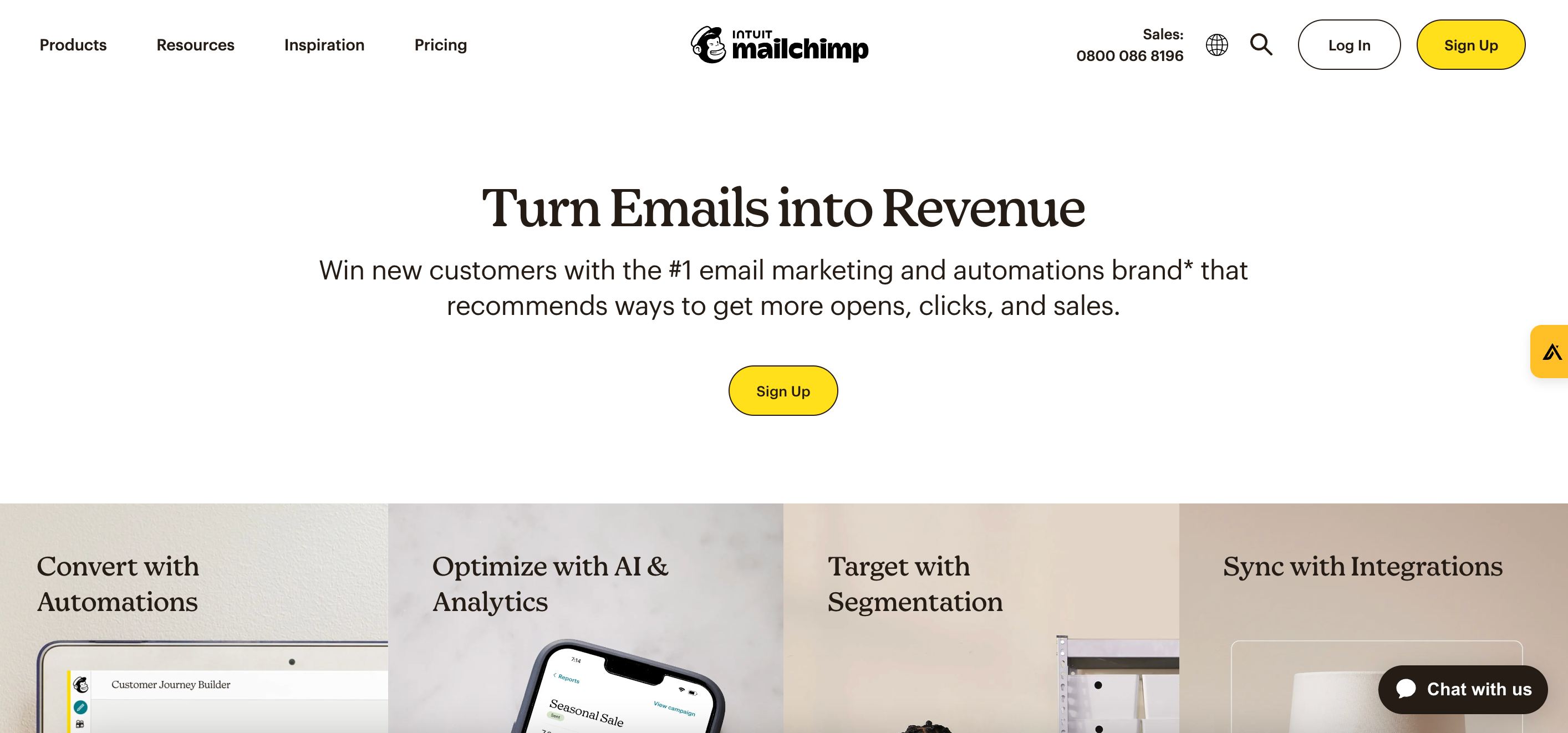 Mailchimp-webbplats
