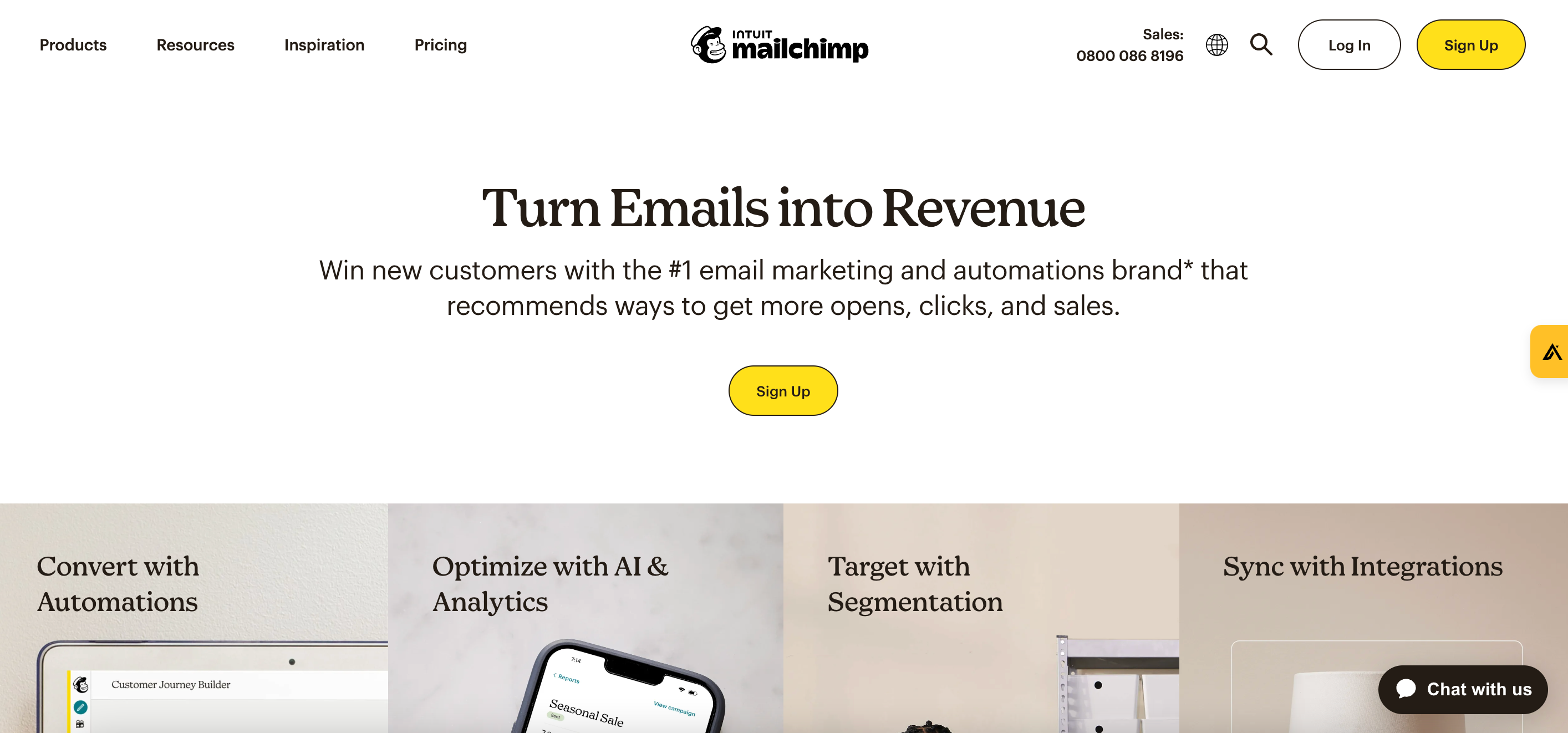 Sito web di Mailchimp