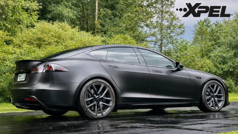 A car wrap in high-quality black vinyl wrap by XPEL