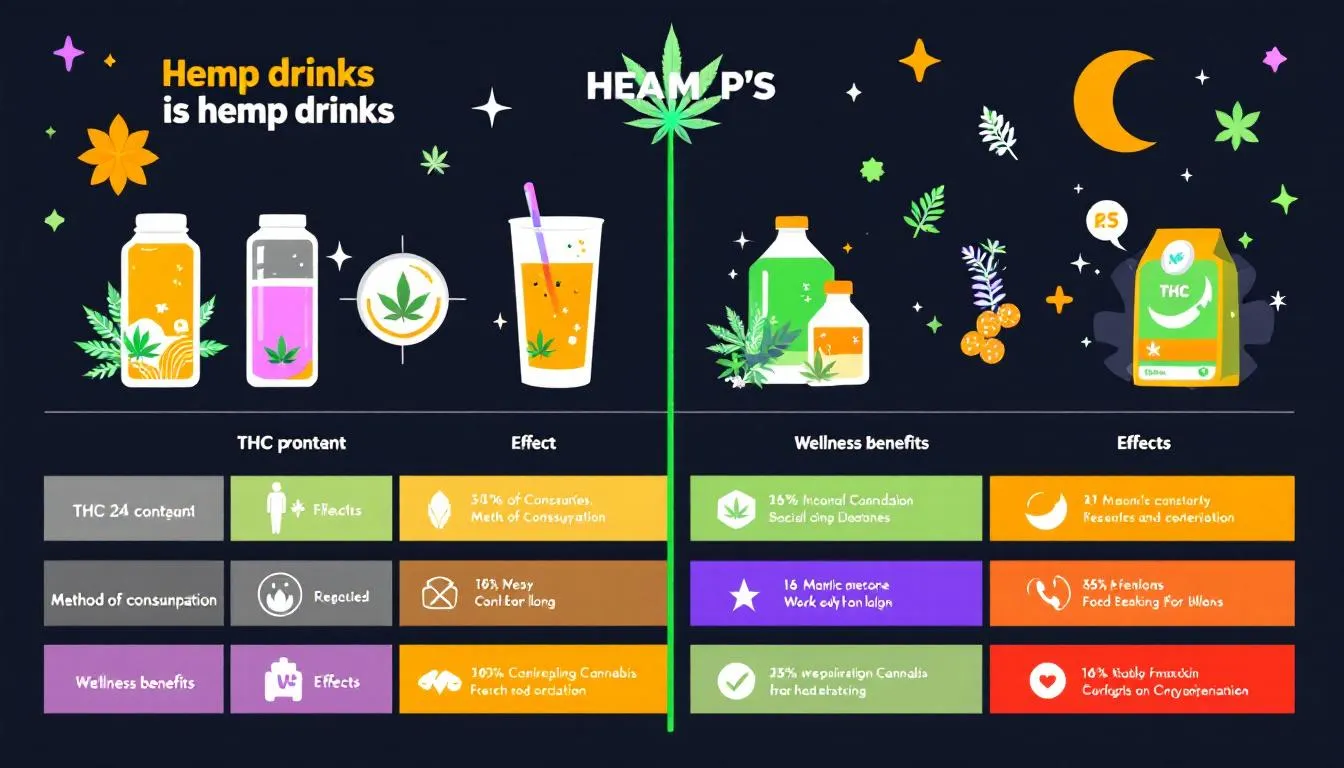 A comparison chart of hemp drinks and other cannabis products, highlighting differences.