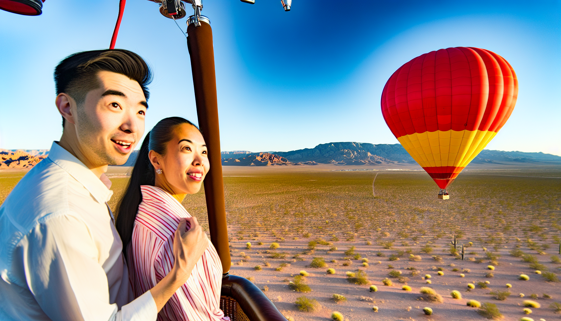 Romantic hot air balloon adventure over Las Vegas
