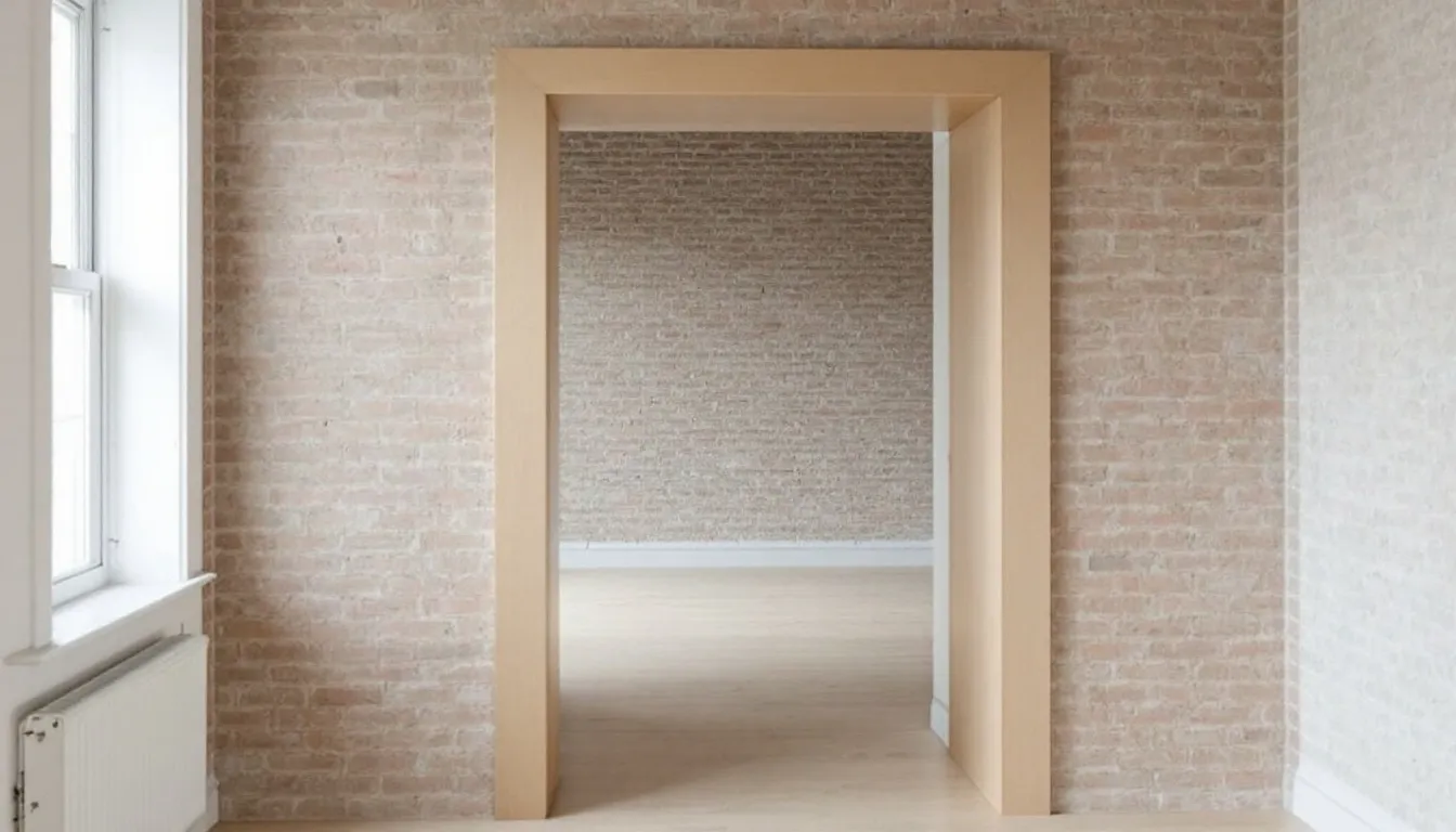 Een drempelvrije deuropening met een grenen kozijn verbindt twee kamers naadloos met elkaar. Deze binnendeur inclusief kozijn biedt een moderne uitstraling en is een perfecte oplossing voor een gemakkelijke toegang.