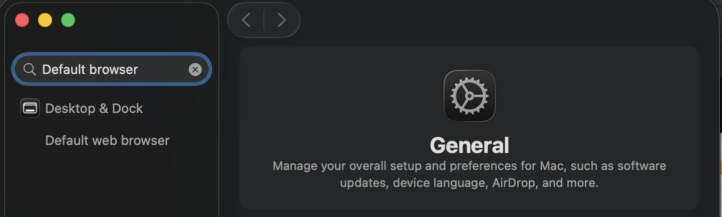 Search for 'default browser' in the search bar.