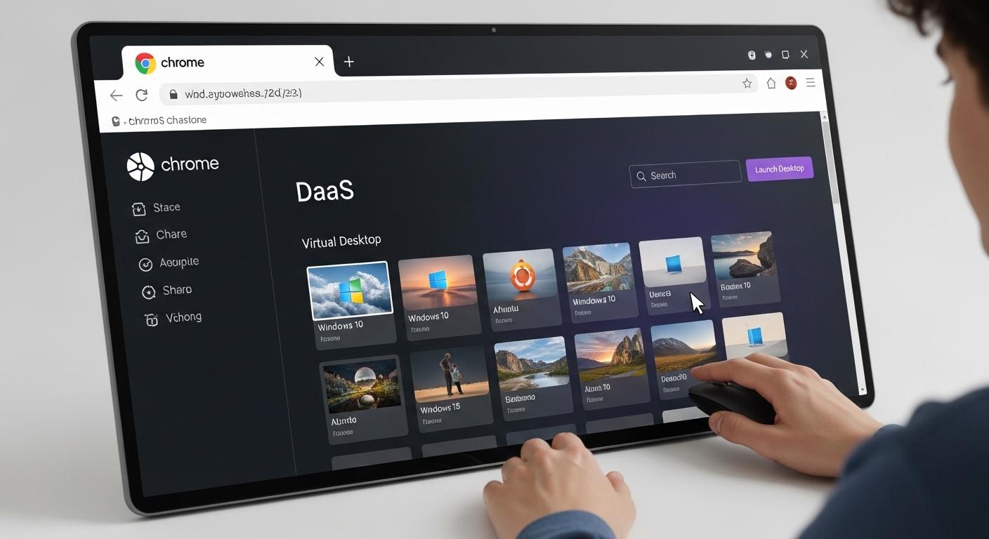 Modern browser-native DaaS platform delivering secure virtual desktops directly through a web browser without software installation.