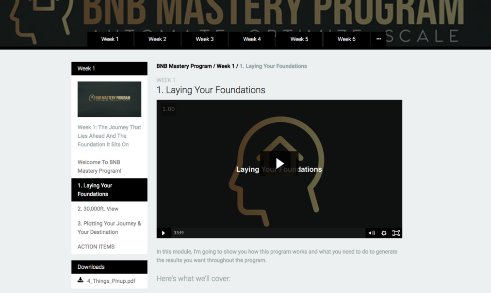 The BNB Mastery Program dashboard