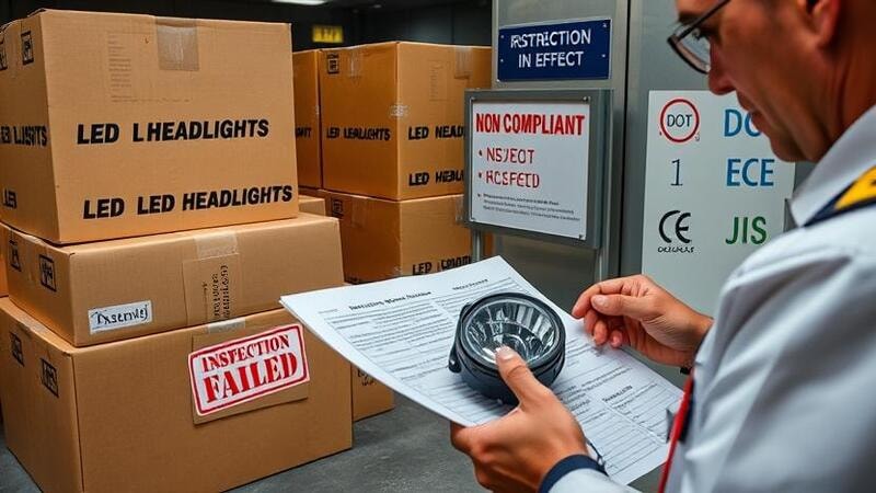 Non-compliant lights being inspected