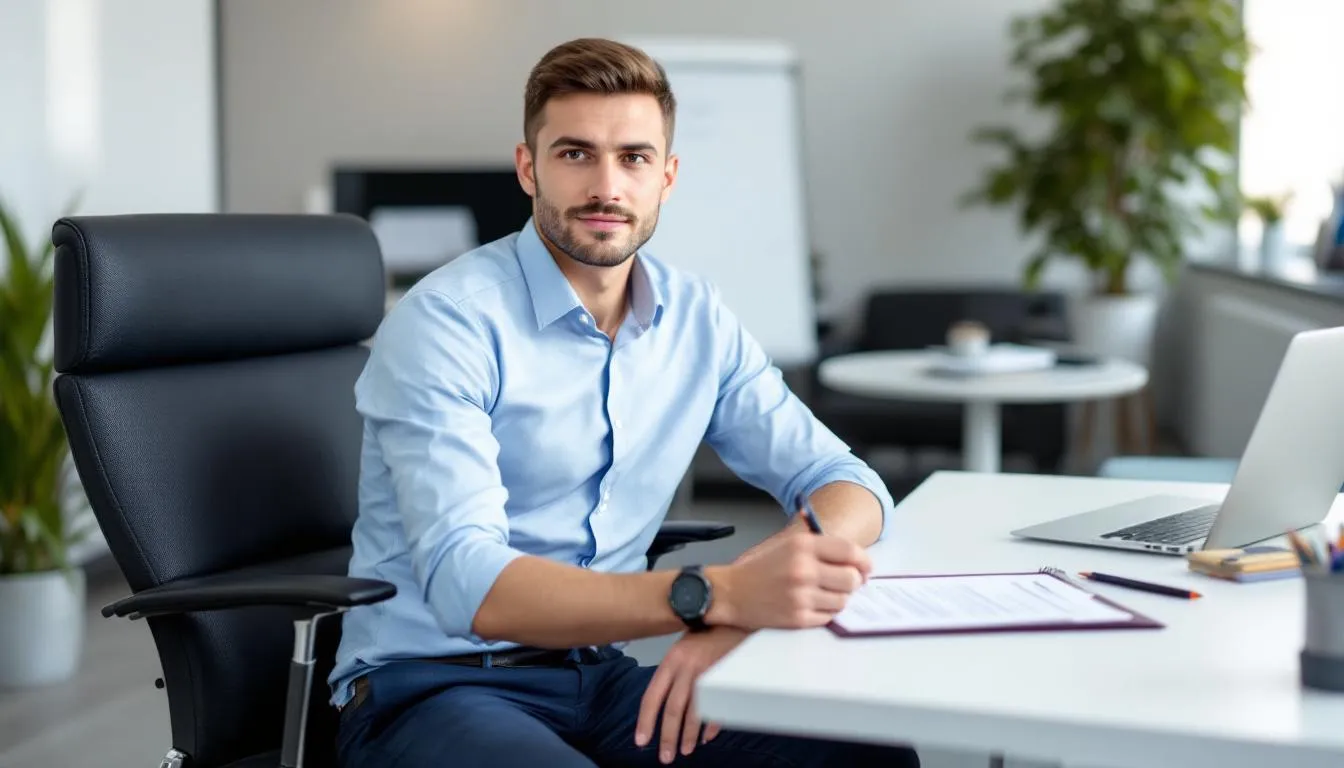 In einem Probezeitgespräch sitzen ein Mitarbeiter und sein Chef an einem Tisch, um über die Erwartungen und Erfahrungen während der Probezeit zu sprechen. Das Gespräch bietet die Gelegenheit, Feedback auszutauschen und die Zusammenarbeit im Unternehmen zu besprechen, während sie die Inhalte des Arbeitsvertrags und die kommenden Schritte im Onboarding-Prozess erörtern.