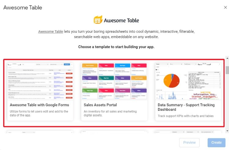 Google Sheets Awesome Table Add-on