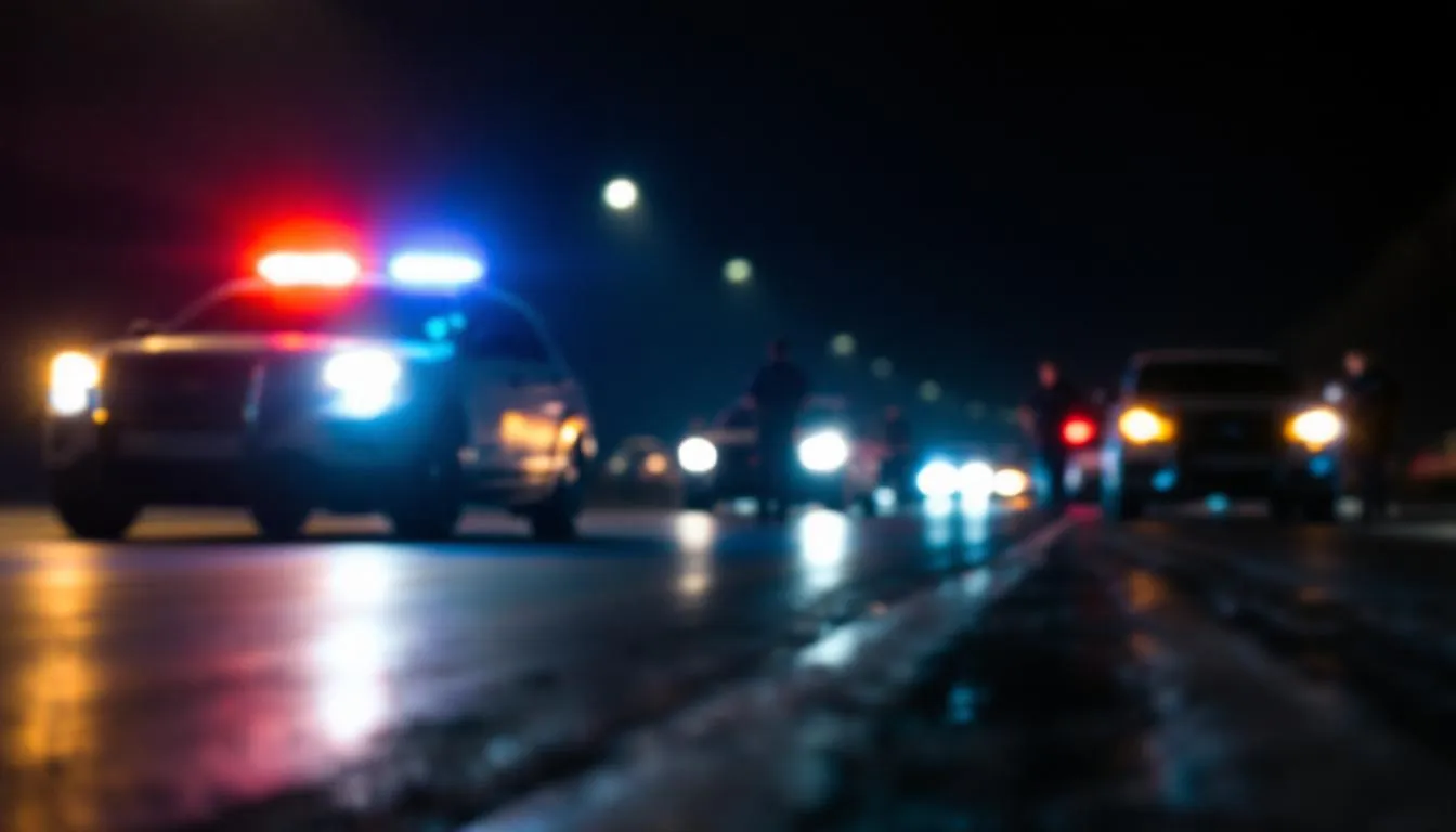 A blurred image of a DUI checkpoint in Nashville, TN.