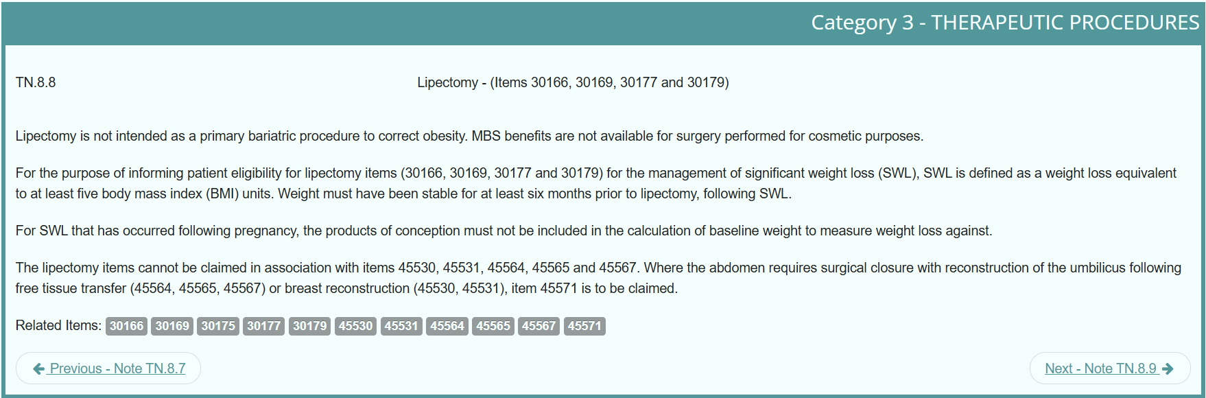 MBS schedule & post weight loss operations