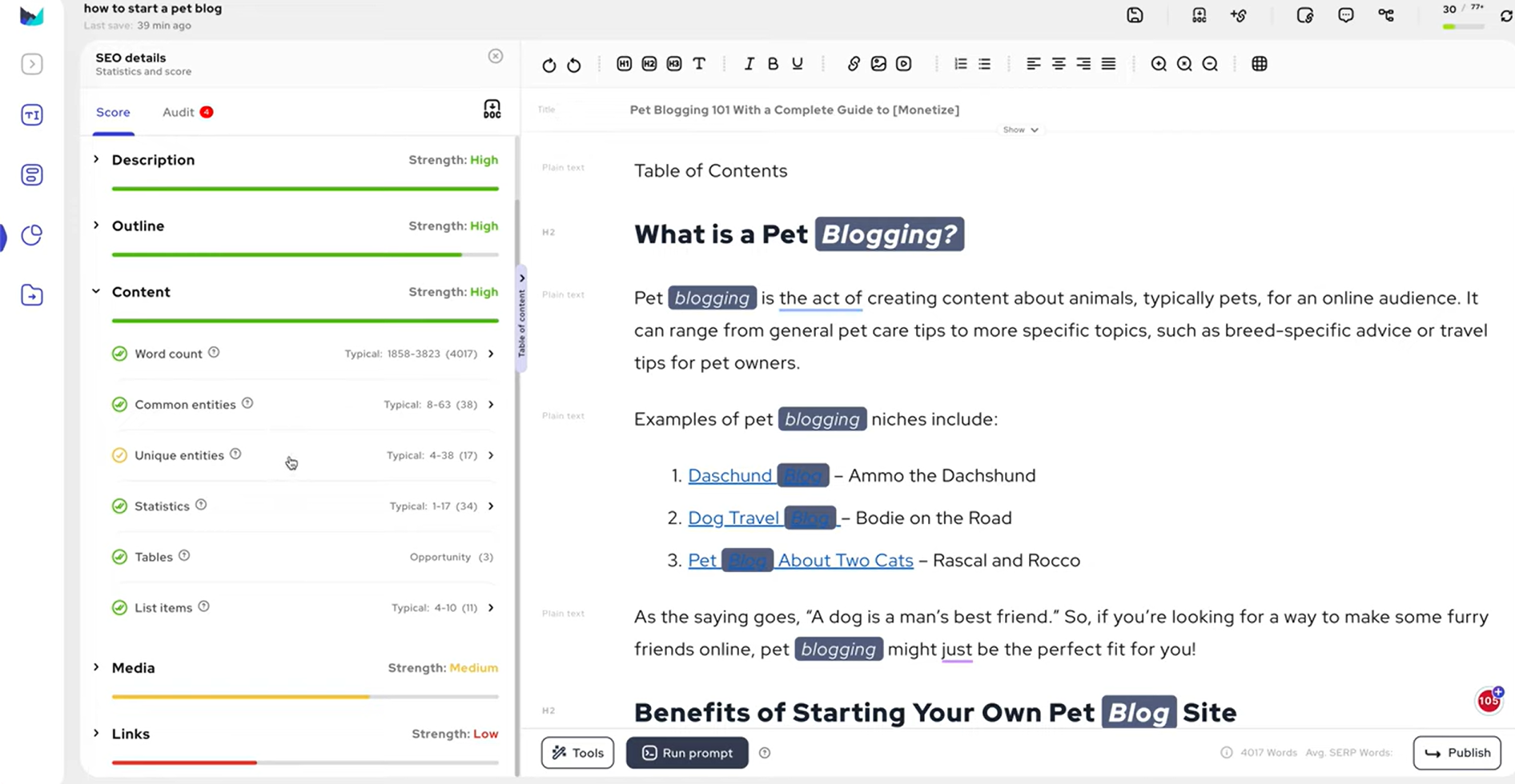 Outranking on-page optimization tool