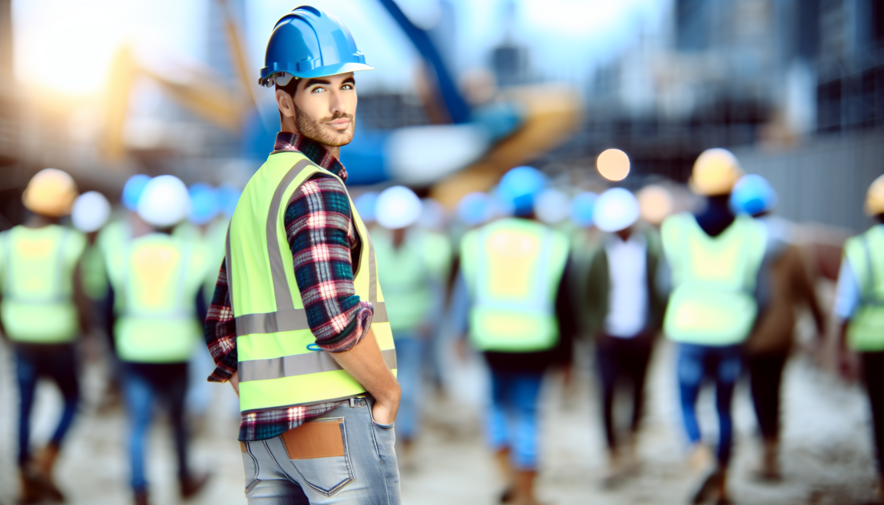 Modern worker wearing a fashionable hard hat