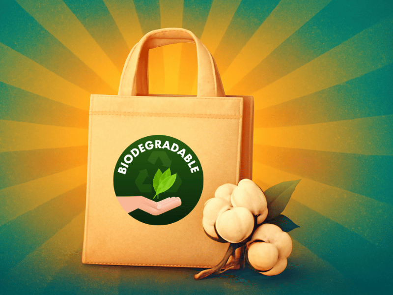 zn illustration of a Natural and Biodegradable tote bags