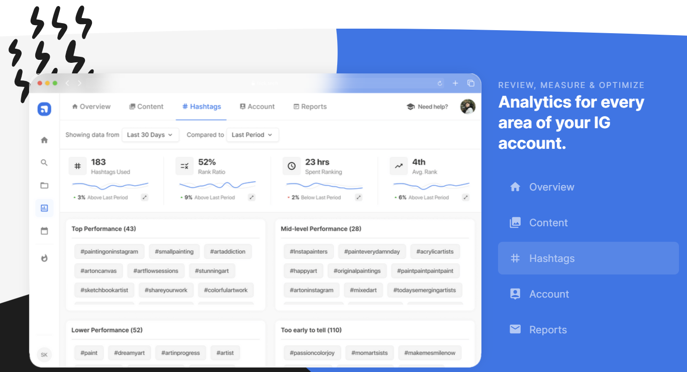 flick review: instagram analytics reports screenshot