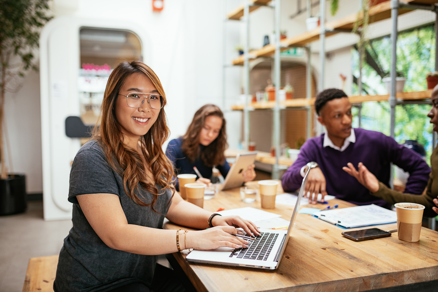 A smiling employee at work.