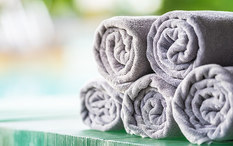 Rolls of Purple Bamboo Towels