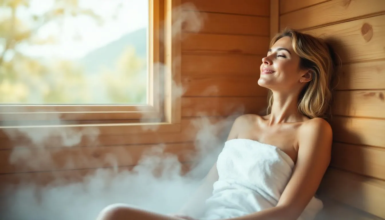 A person relaxing in a sauna, demonstrating the concept of daily sauna use.