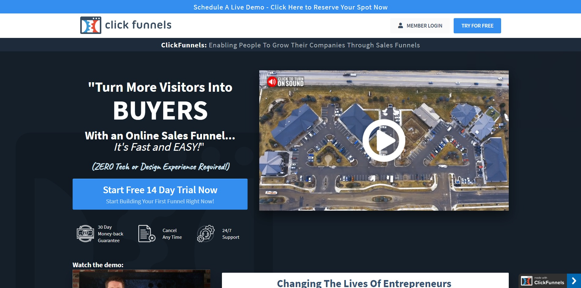 Clickfunnels home page