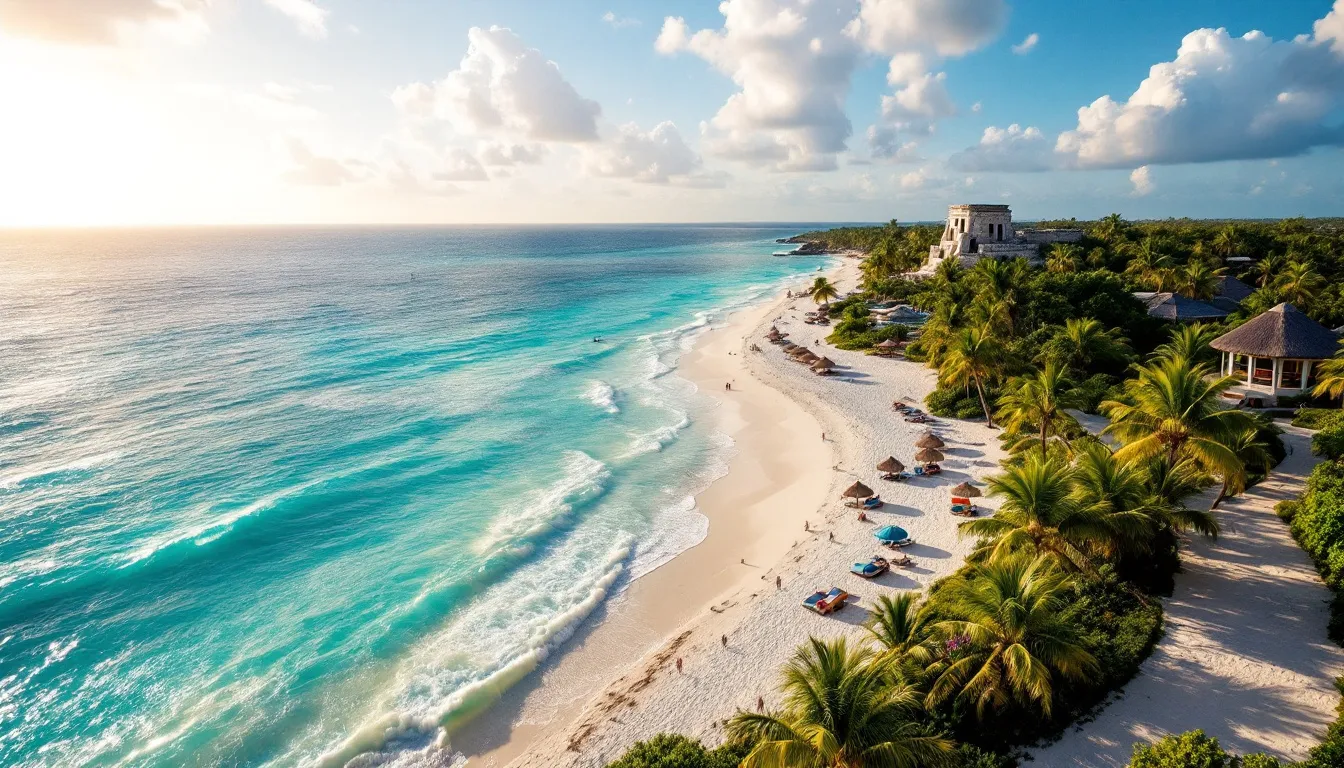 A scenic view of Tulum beach highlighting its beauty.