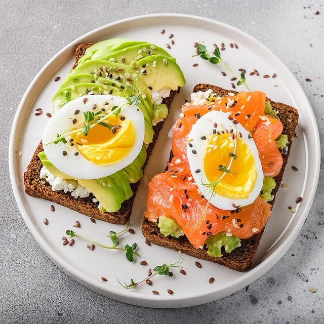 ai generated, multigrain toast, avocado topping, healthy open-faced sandwiches, salmon slices, poached eggs, fresh herbs, sunflower seeds, nutritious breakfast, protein-packed meal, omega-3 rich, fiber-rich bread, heart-healthy fats, easy brunch recipe, gourmet toast, balanced diet snack, whole grain benefits, low-calorie sandwich, vitamin-rich ingredients, high-protein breakfast, healthy fats source, tasty toppings, nutrient-dense meal, delicious healthy snack