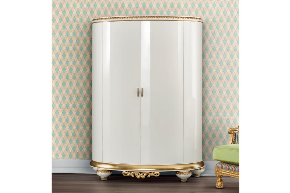White Lacquered with Gold Leaf Accents Cabinet