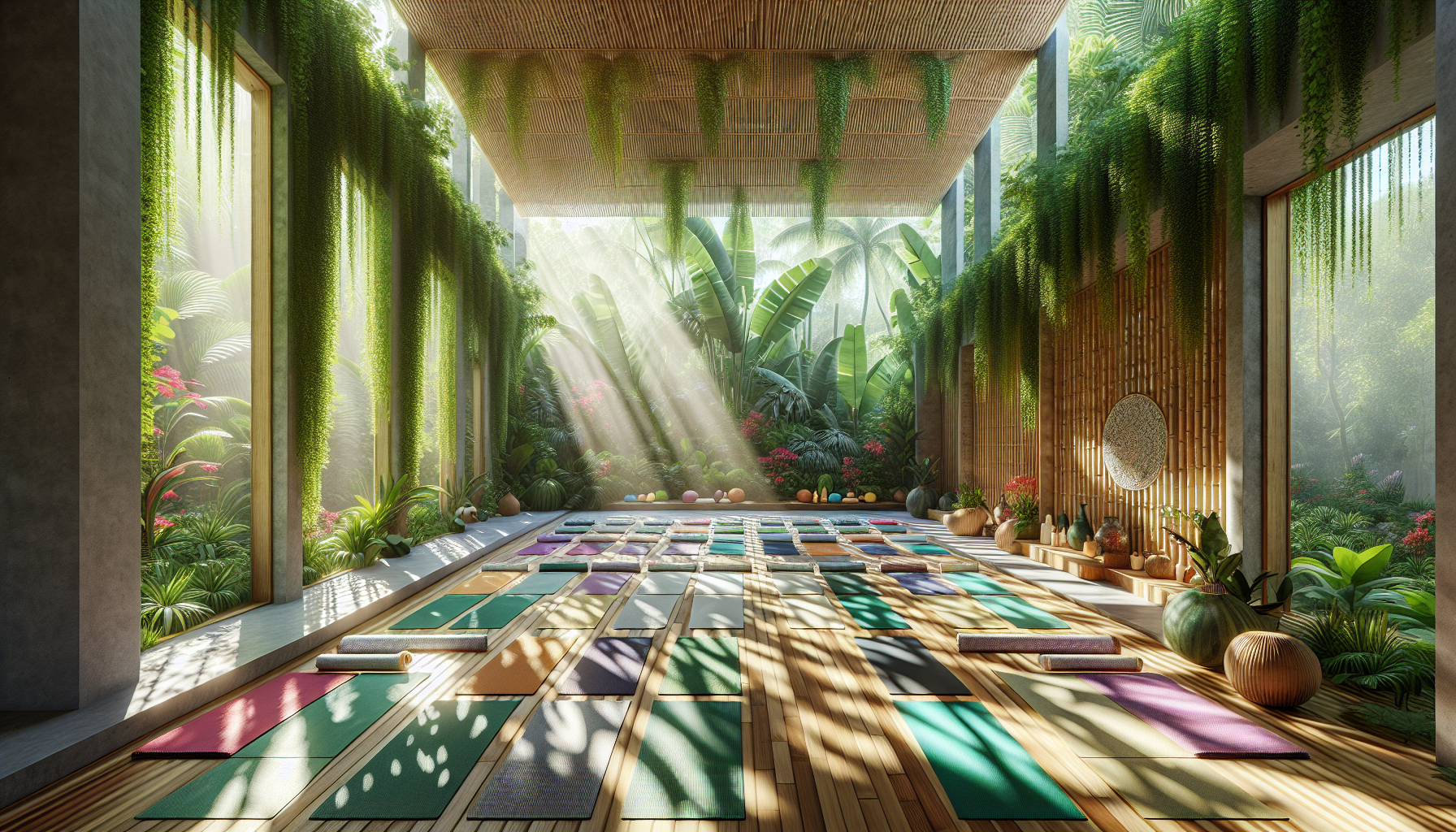 A serene yoga studio in Tulum, showcasing the tranquil atmosphere of yoga retreats.