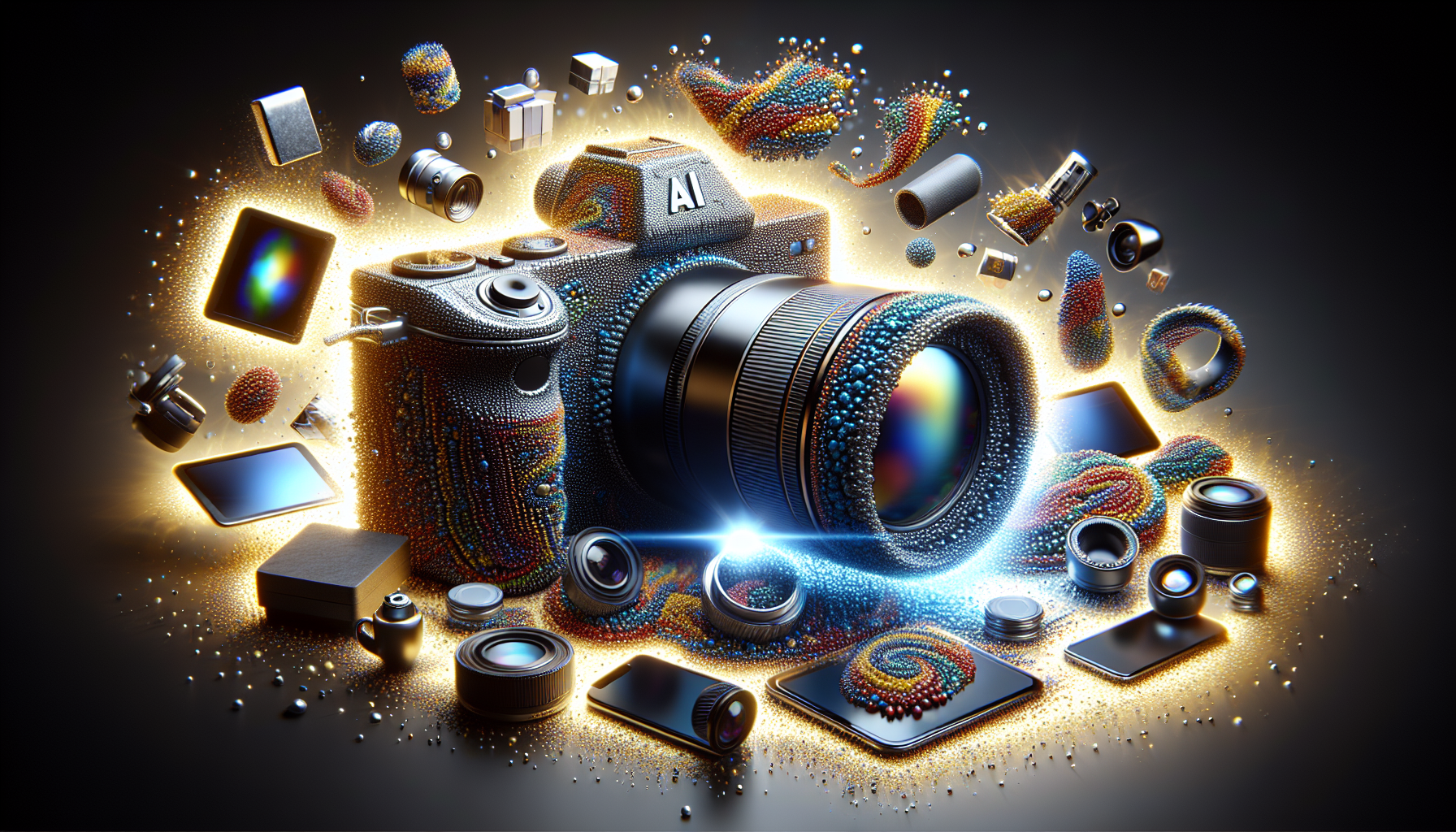 Illustration of a camera capturing beautiful product photos