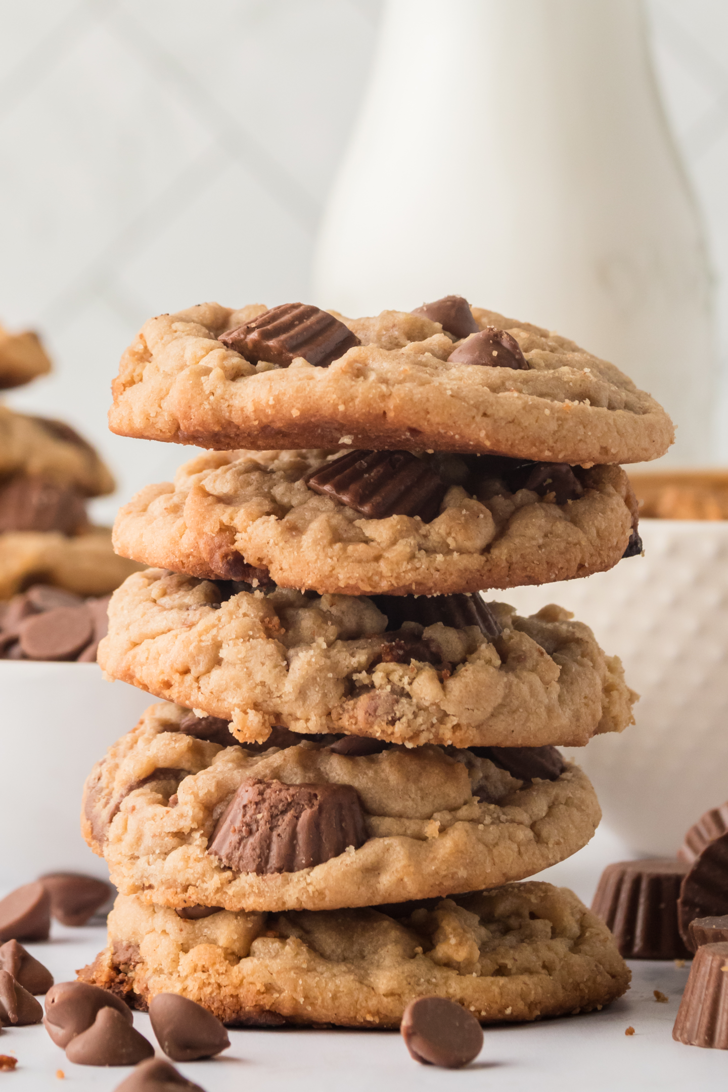 stack of peanut butter cup cookies