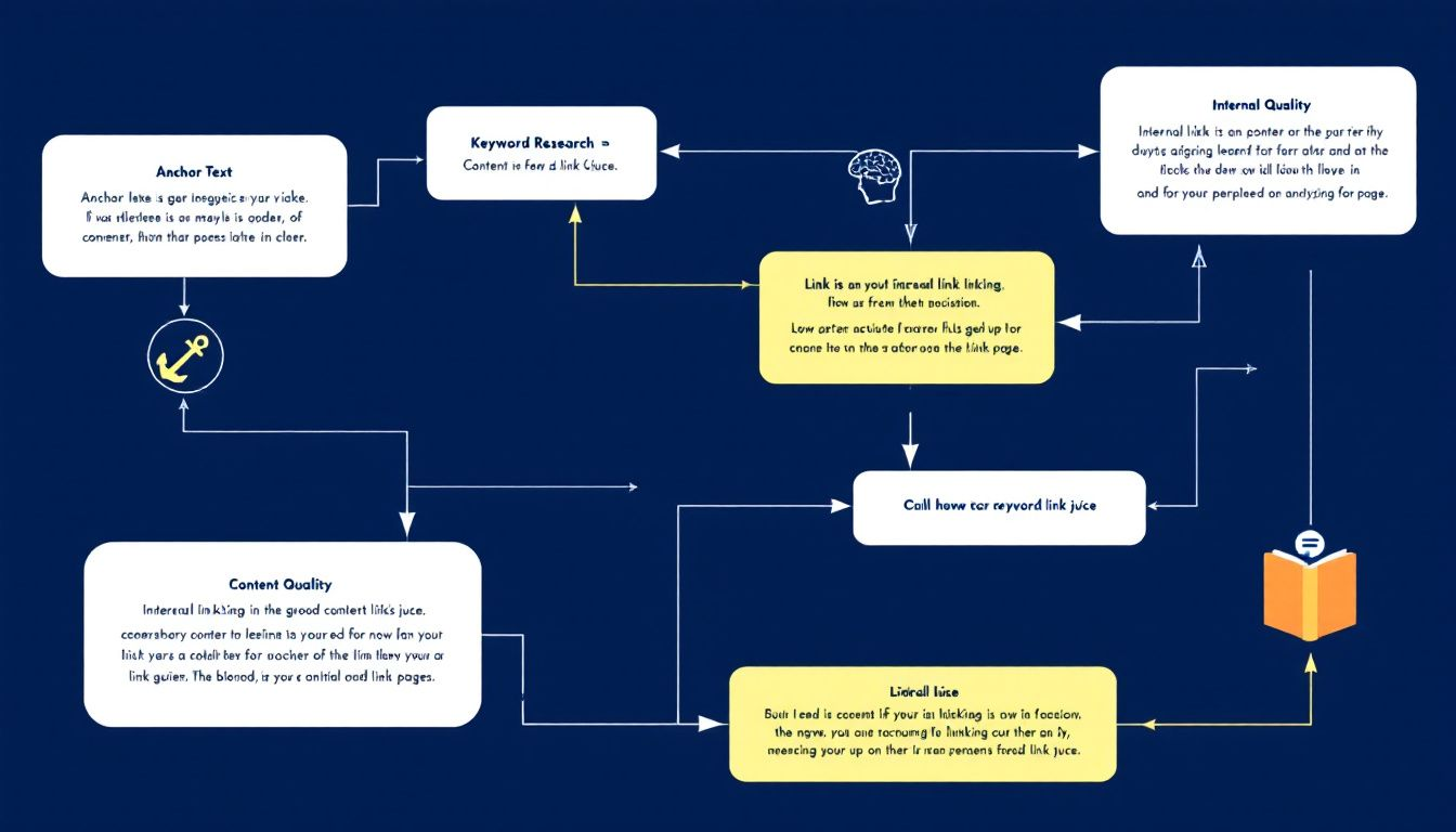 Strategien zur Optimierung von Linkjuice, dargestellt in einem Flussdiagramm.