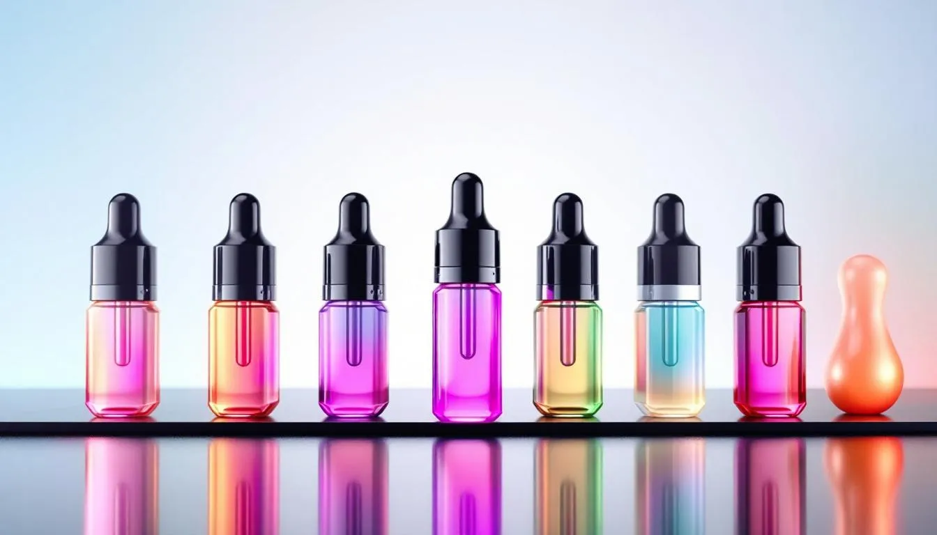 Bottles of popular e-liquids suitable for pod ecigs, featuring vibrant colors.