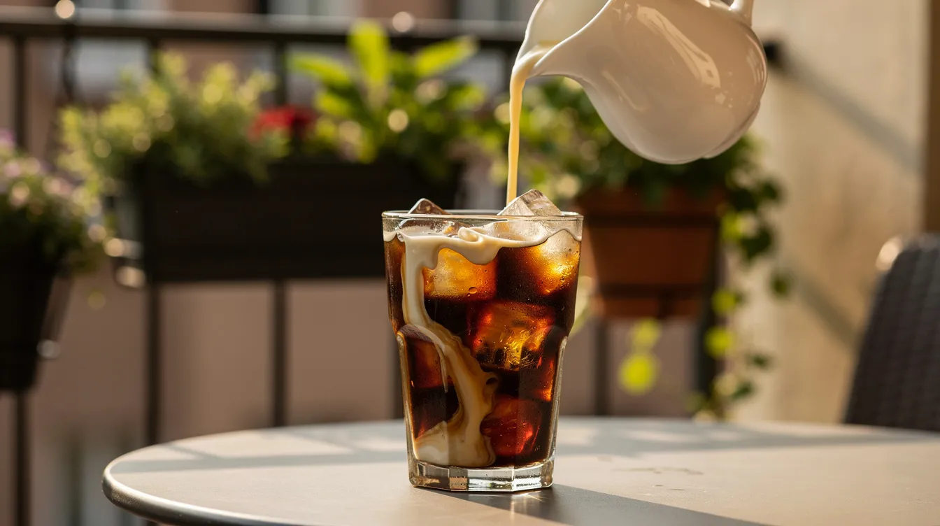 Kawa mrożona iced coffee z lodem i mlekiem