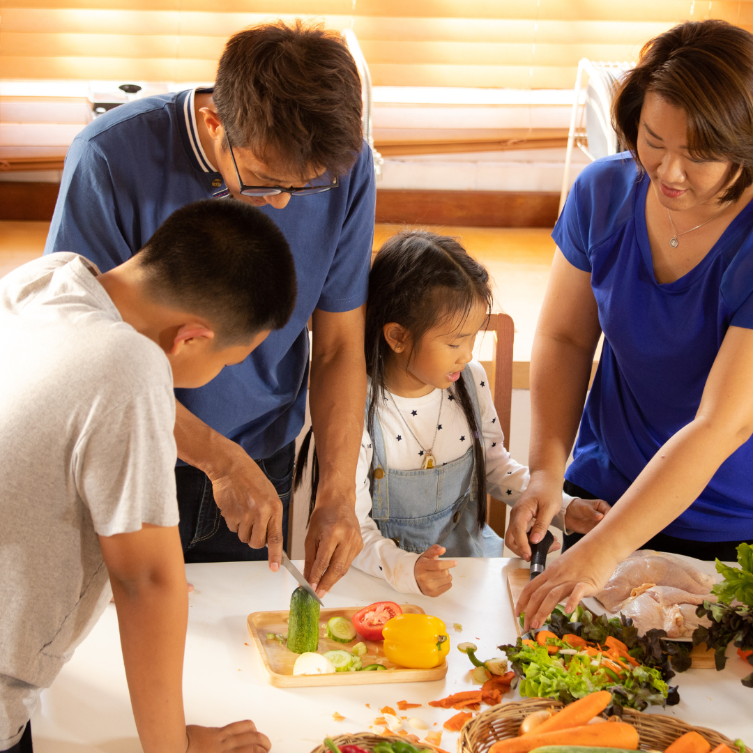 family cooking together