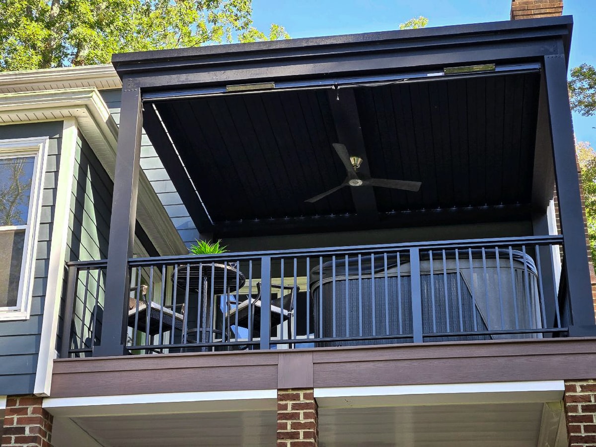 backyard  pergola with trees in the background