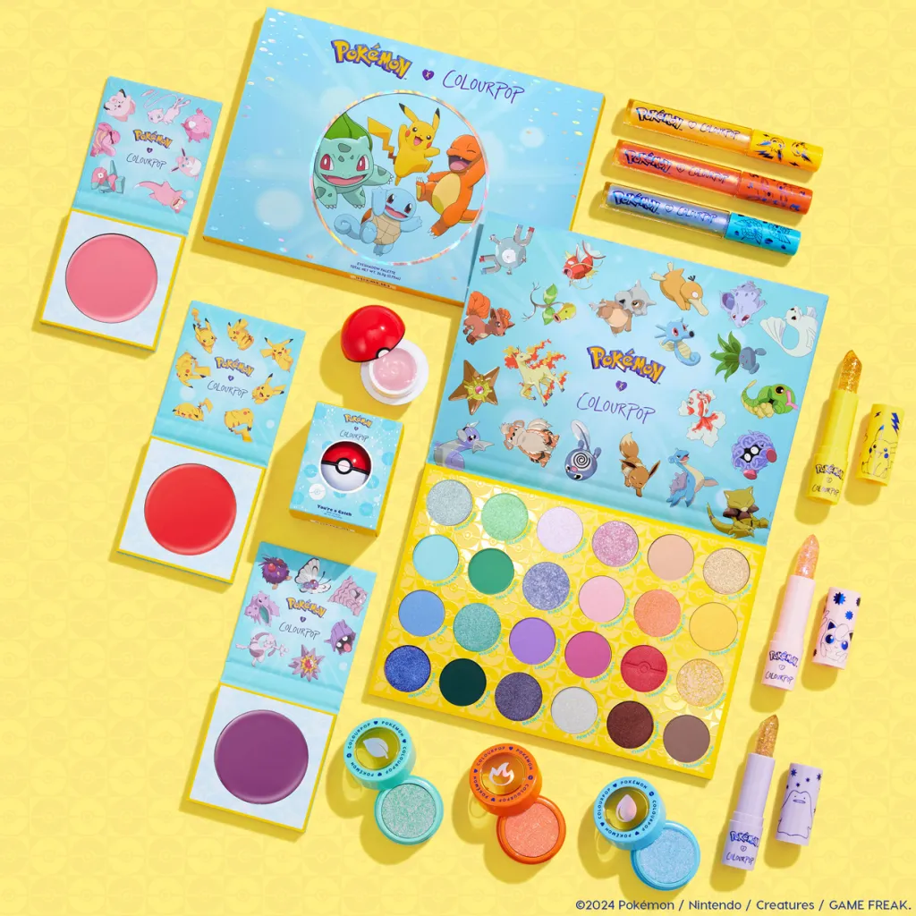 Pokemon x Colourpop collection with eye and lip makeup products