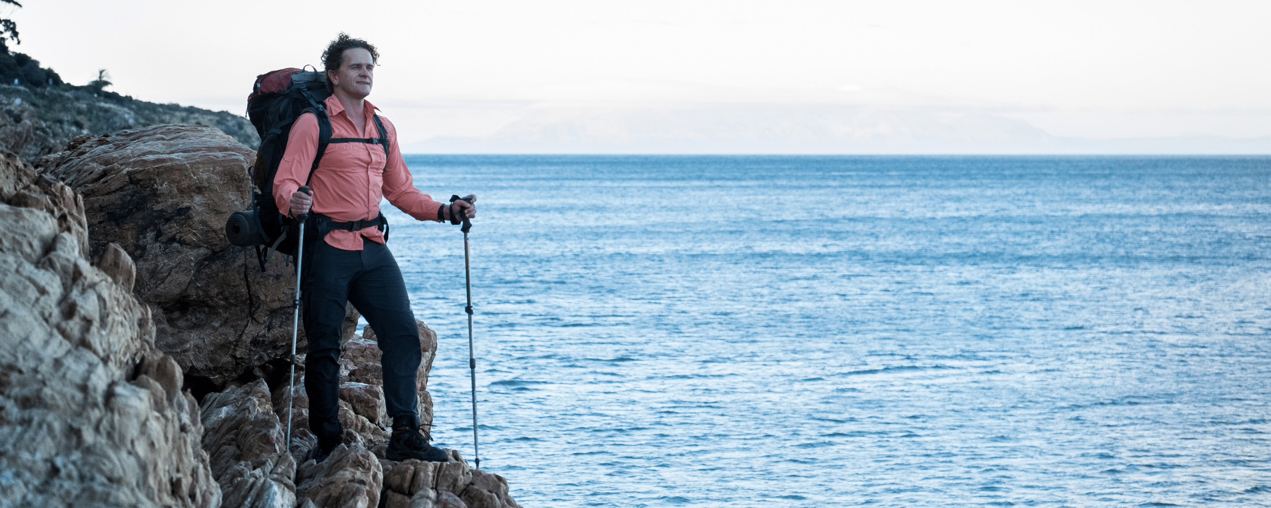 a man tourist hiking near balnakeil trails