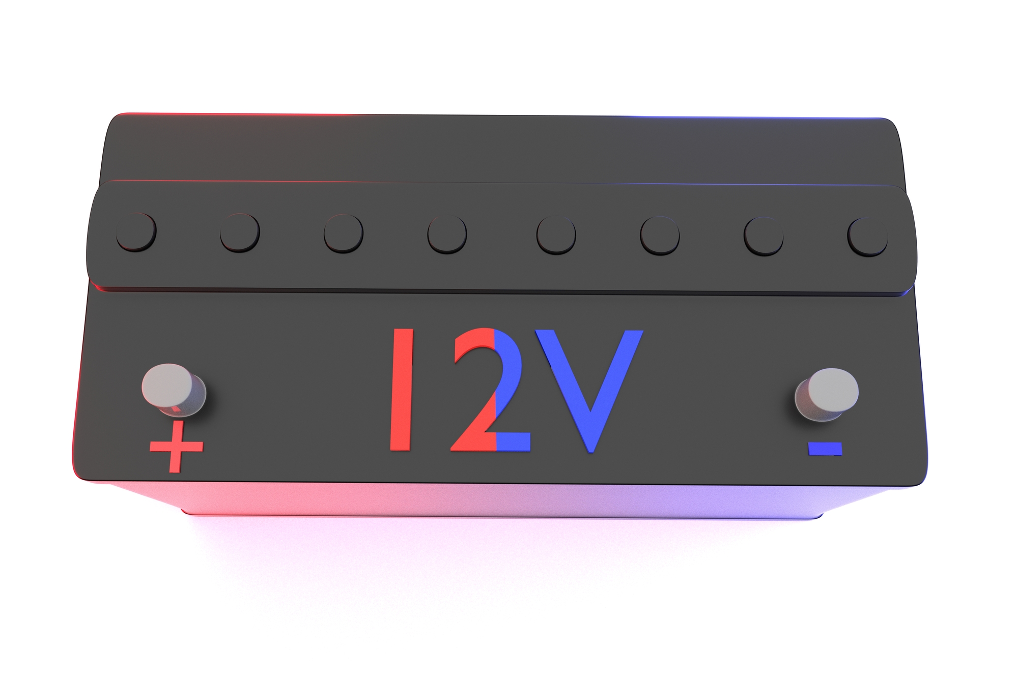 Illustration of 12 volt car battery.