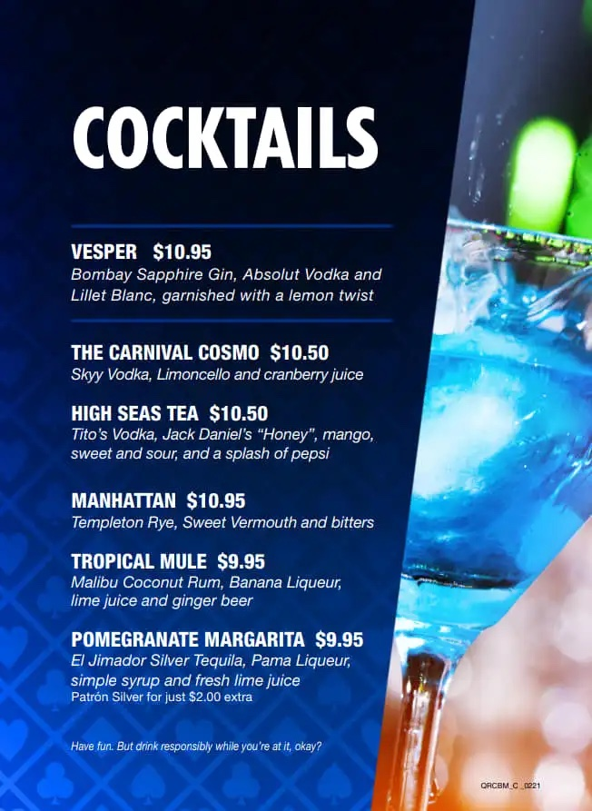 Carnival Drinks Menu And Prices Revealed! CruiseOverload