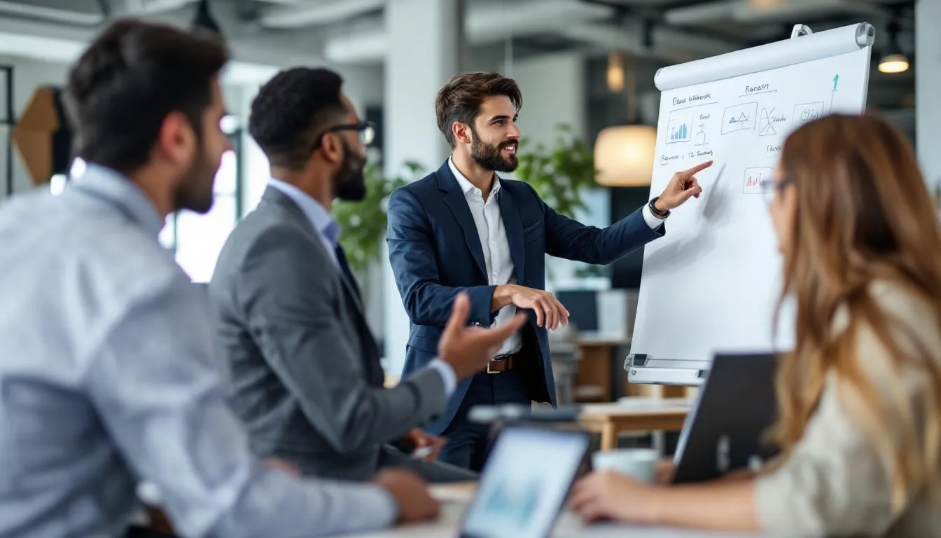 In the image titled "Choosing the Right Marketing Service Provider," a diverse group of marketing experts collaborates around a table, discussing strategies for business growth and digital marketing. They are reviewing data insights and analytics to develop effective marketing campaigns that enhance online visibility and engage target audiences.