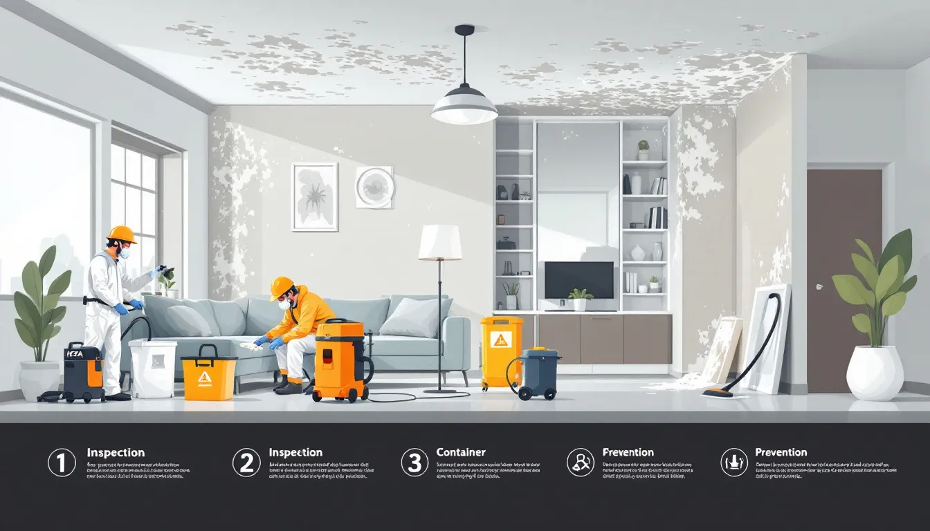 Residential and commercial mold remediation services being performed.