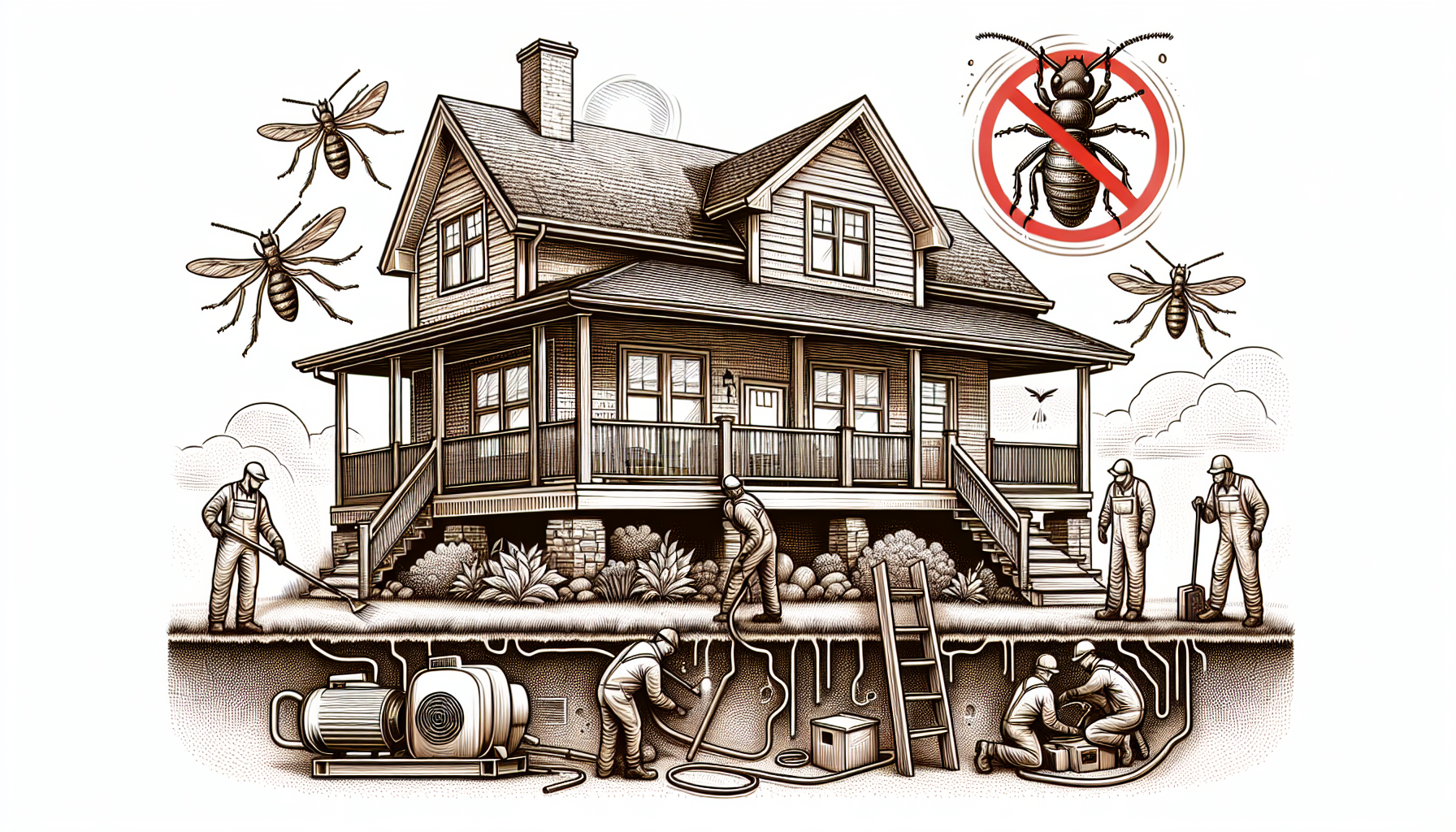 Illustration of protecting home's exterior from termites