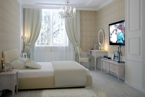 Пример, показывающий, как расстановка мебели меняет пропорции спальни