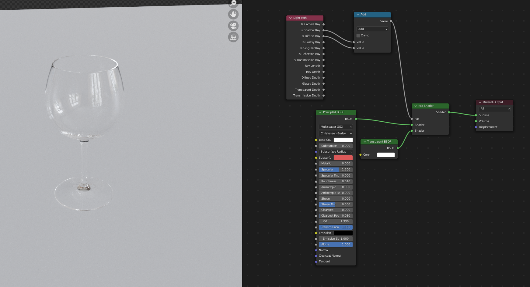 Blender glass node setup