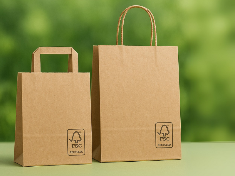 an illlustration of a paper bag showing eco-frindly values