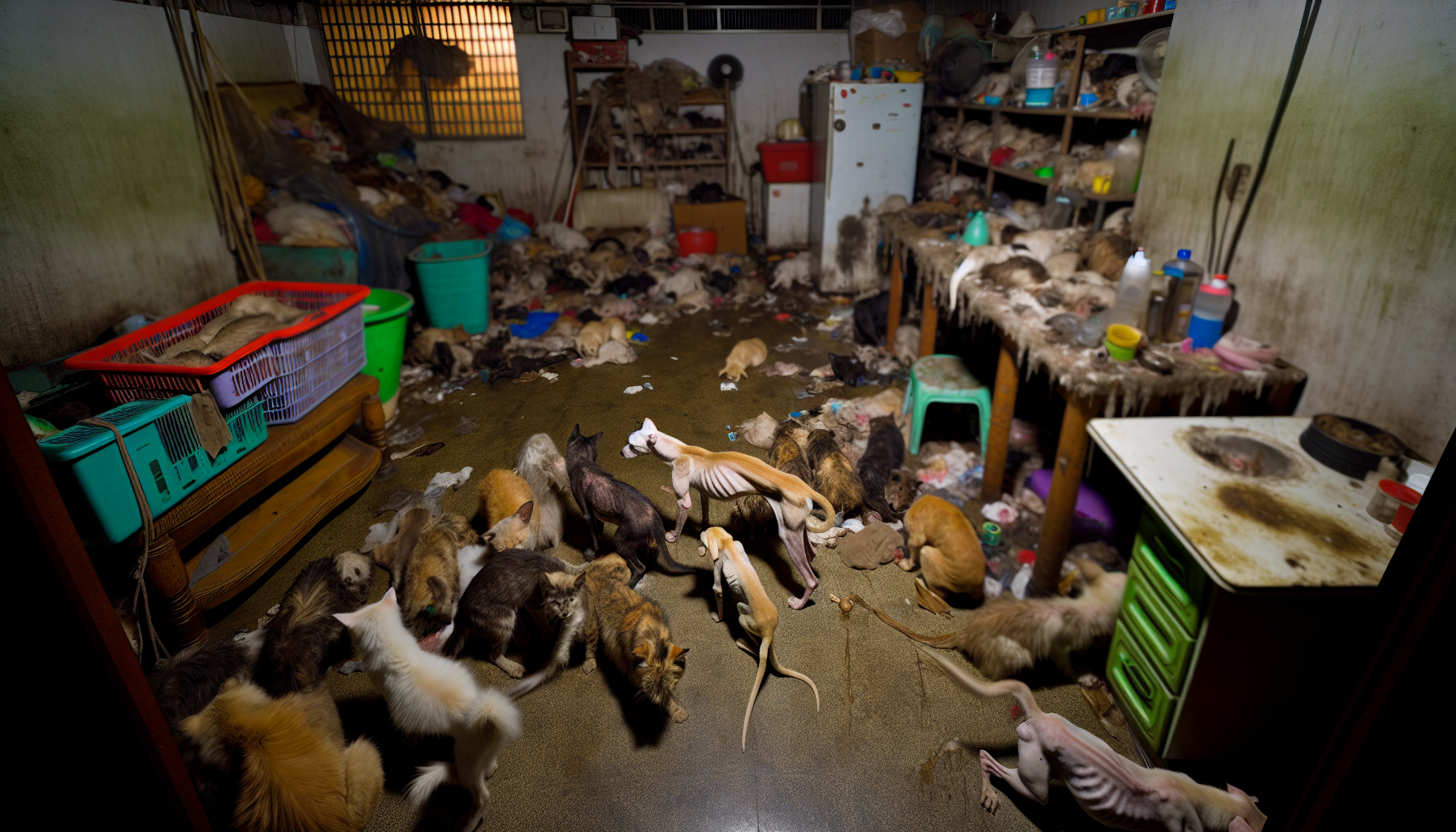Photo of unsanitary living conditions due to animal hoarding