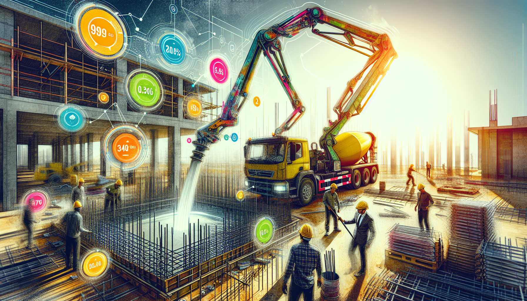 An illustration representing typical rates for concrete boom pump hire.