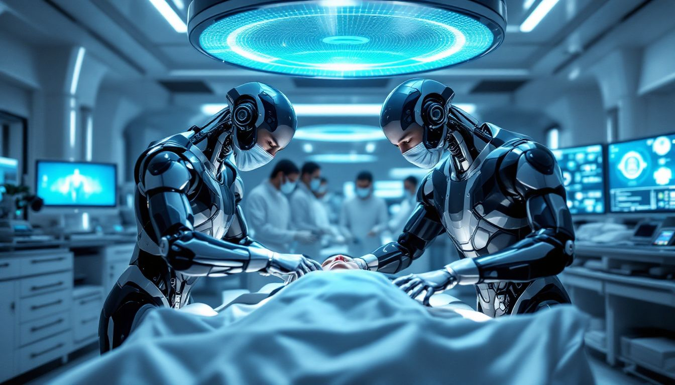 An AI-assisted surgery in progress.