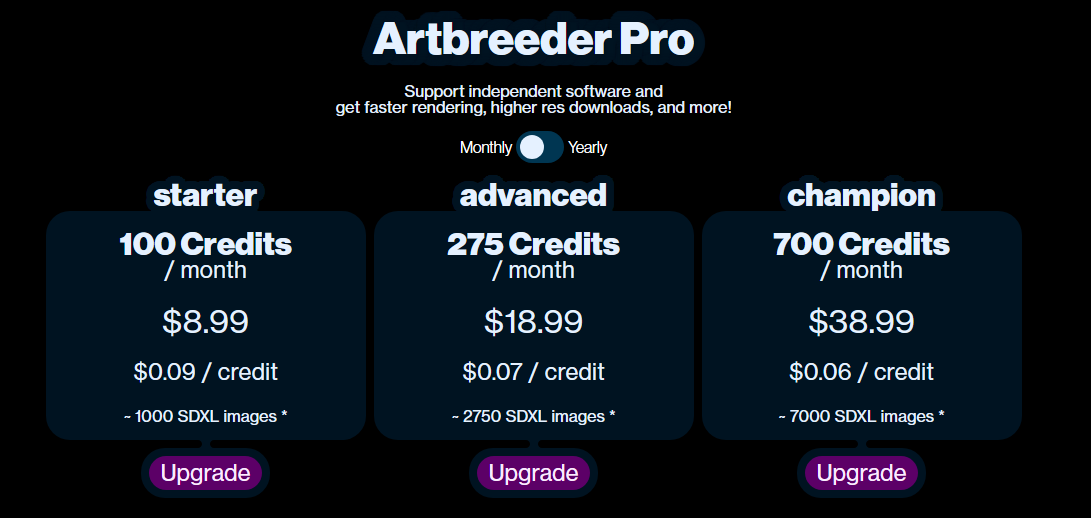 Artbreeder pricing