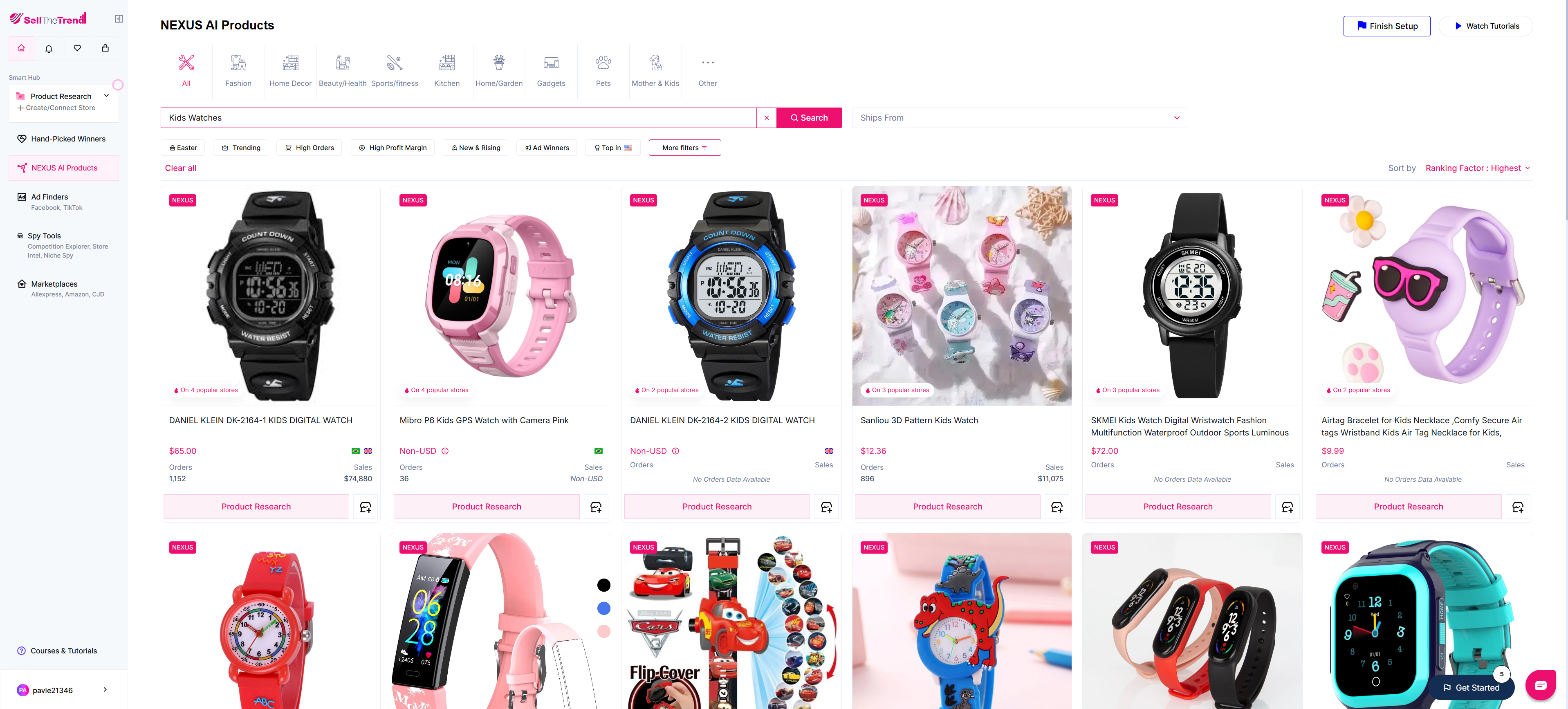 using sell the trend services to sell kids watches