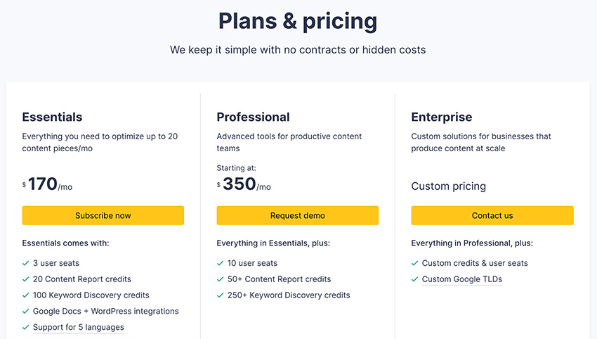 clearscope pricing
